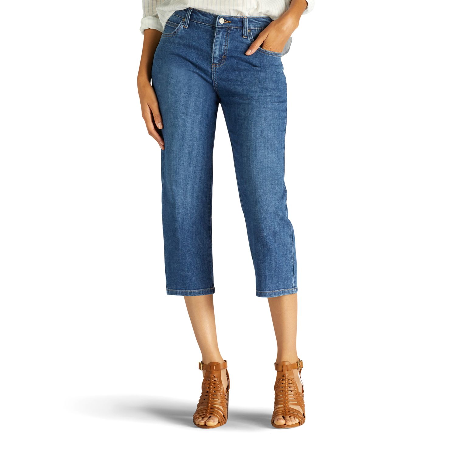 women's lee relaxed fit denim capris