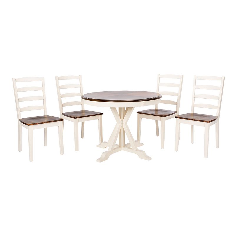 Safavieh Shay 5-piece dining table and four chairs set in white with dark brown tops