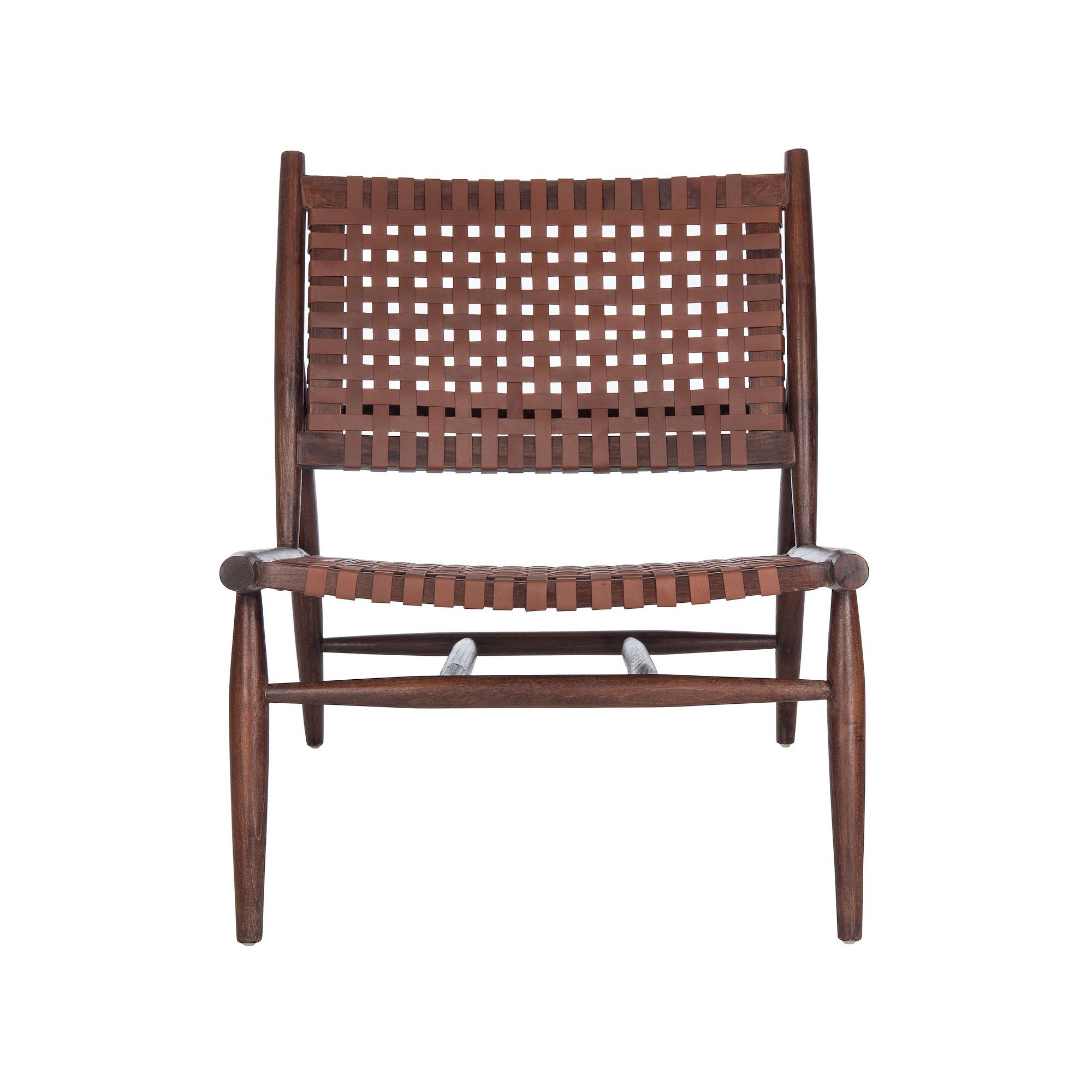 Safavieh Soleil Leather Woven Accent Chair, Red Brown