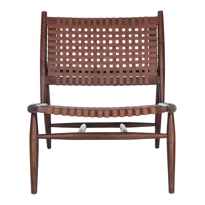 Safavieh Soleil Leather Woven Accent Chair, Brown