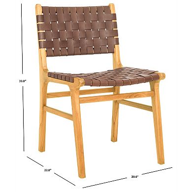 Safavieh Taika Woven Leather Dining Chair 2-Piece Set