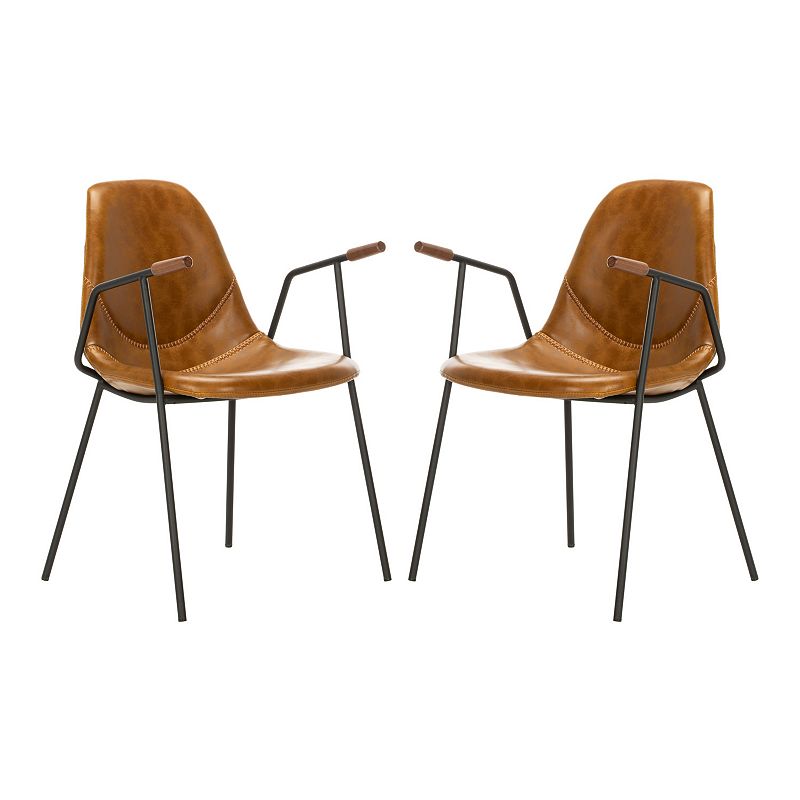 Safavieh Tanner Mid-Century Modern Dining Chair 2-piece Set, Brown