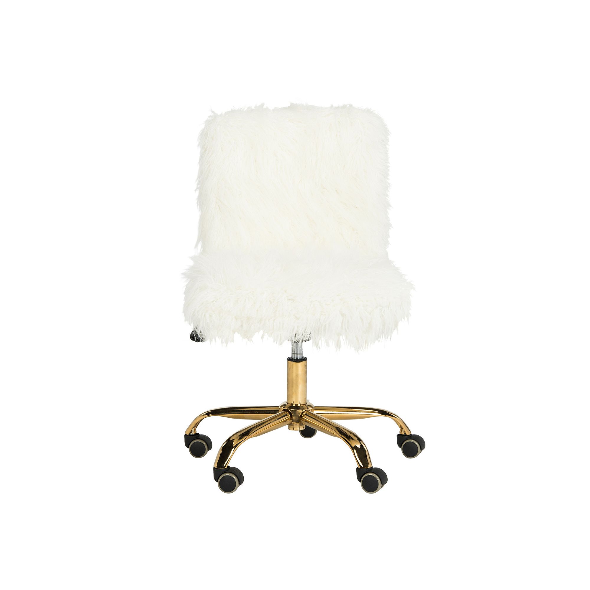 Safavieh Whitney Faux Sheepskin Office Chair, White Gold