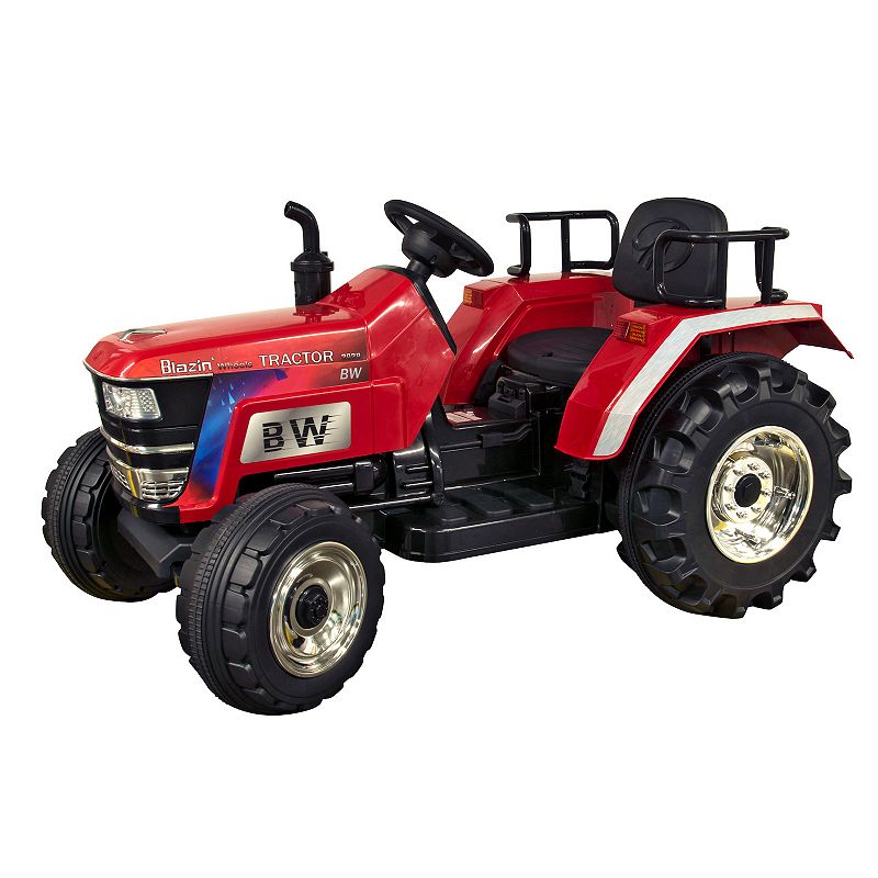 Blazin Wheels 12-Volt Battery Operated Big Wheeled Tractor, Red