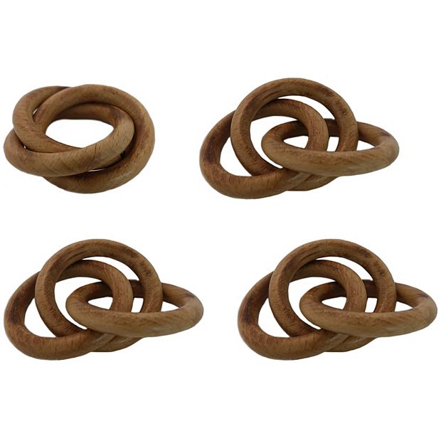 2pcs Minimalist Style Brown 3-ring Wooden Napkin Rings