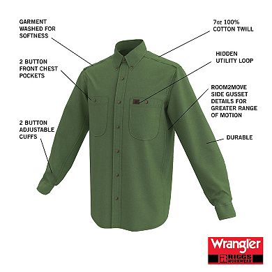 Men's Wrangler RIGGS Workwear Twill Button-Down Shirt