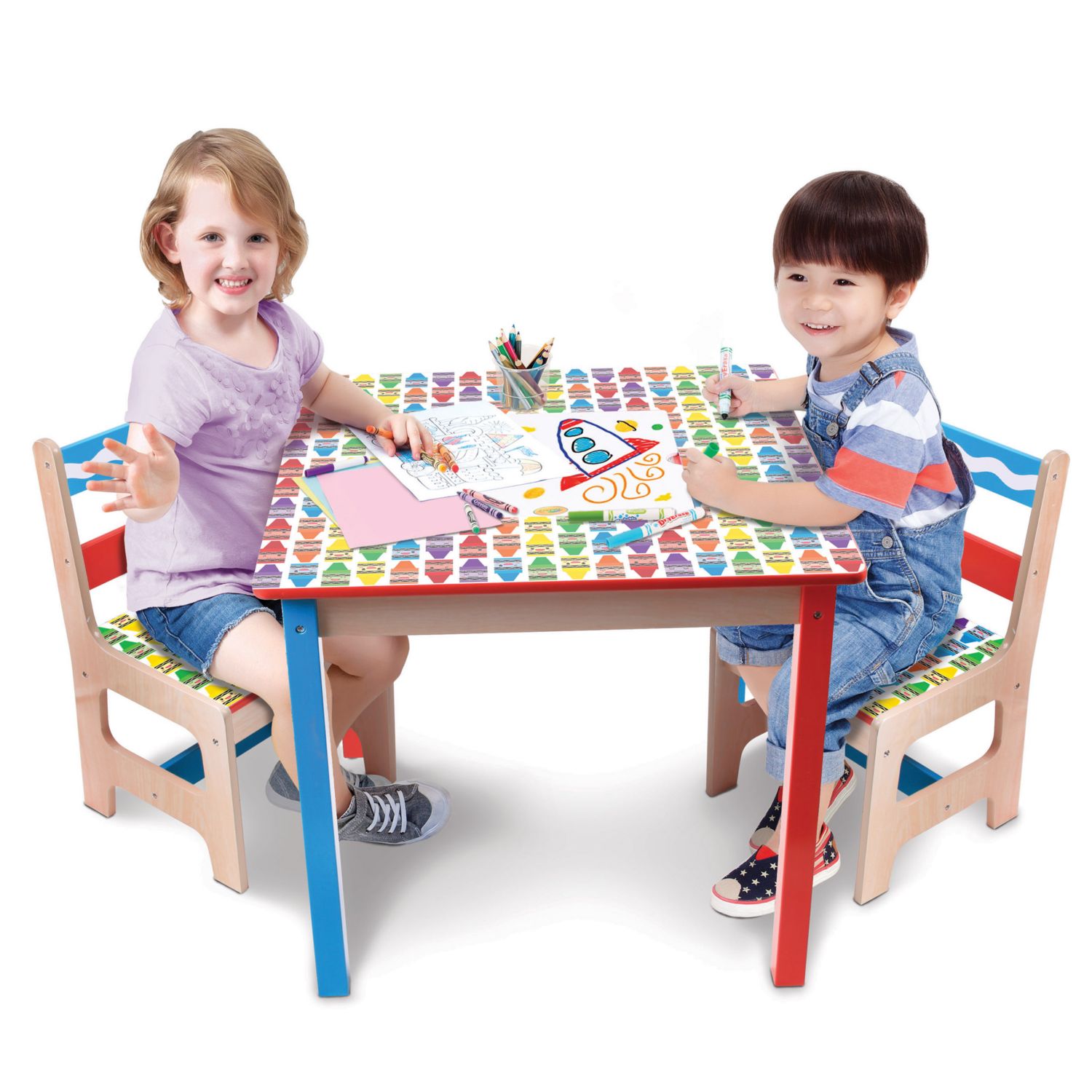 grow n up crayola wooden table & chair set