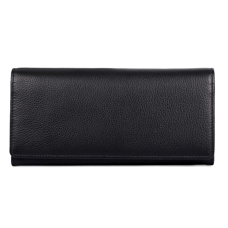Womens Karla Hanson RFID-Blocking Continental Leather Wallet, Black