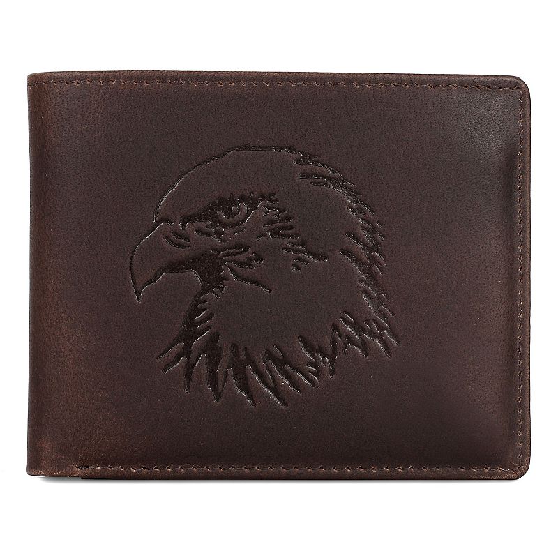 Karla Hanson RFID-Blocking Leather Wallet with Embossed Eagle, Grey