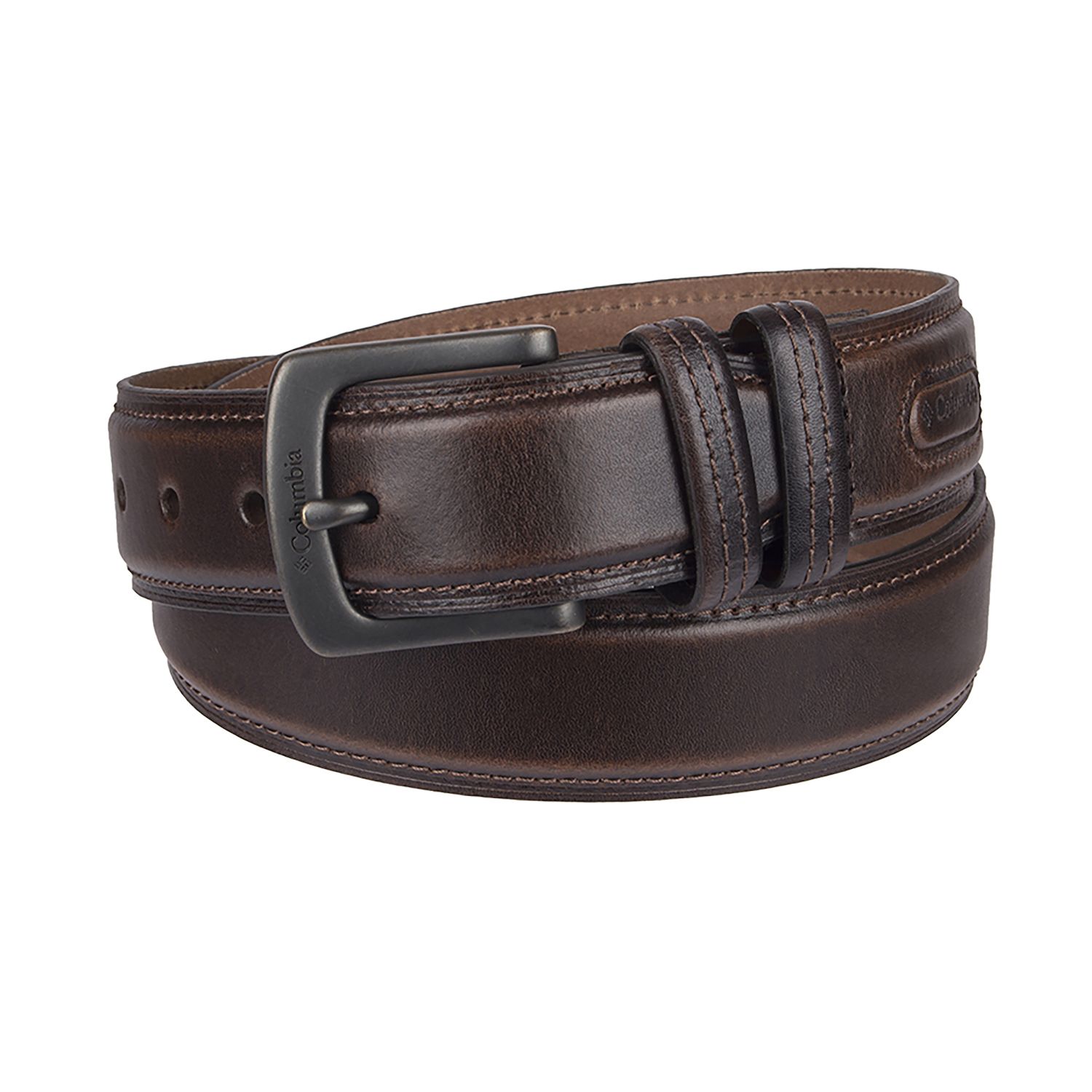 Columbia Double Loop-Stitched Leather Belt