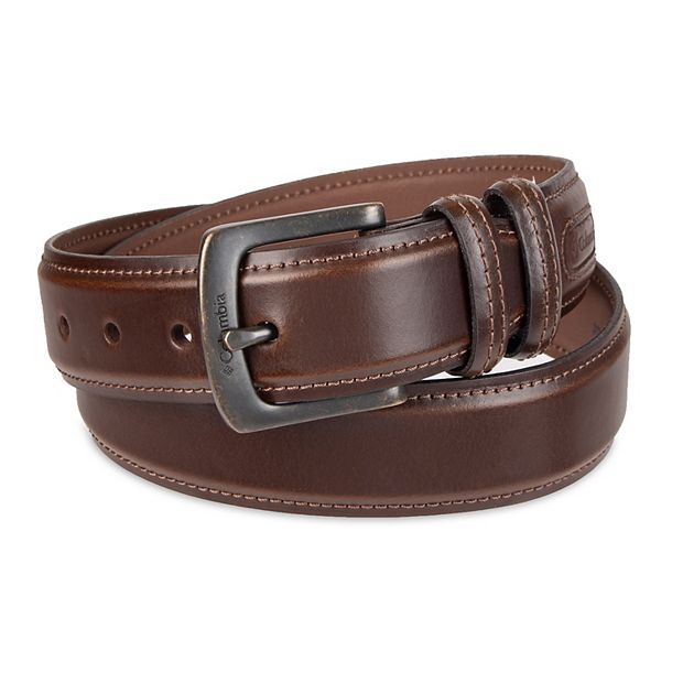 Columbia Double Loop-Stitched Leather Belt