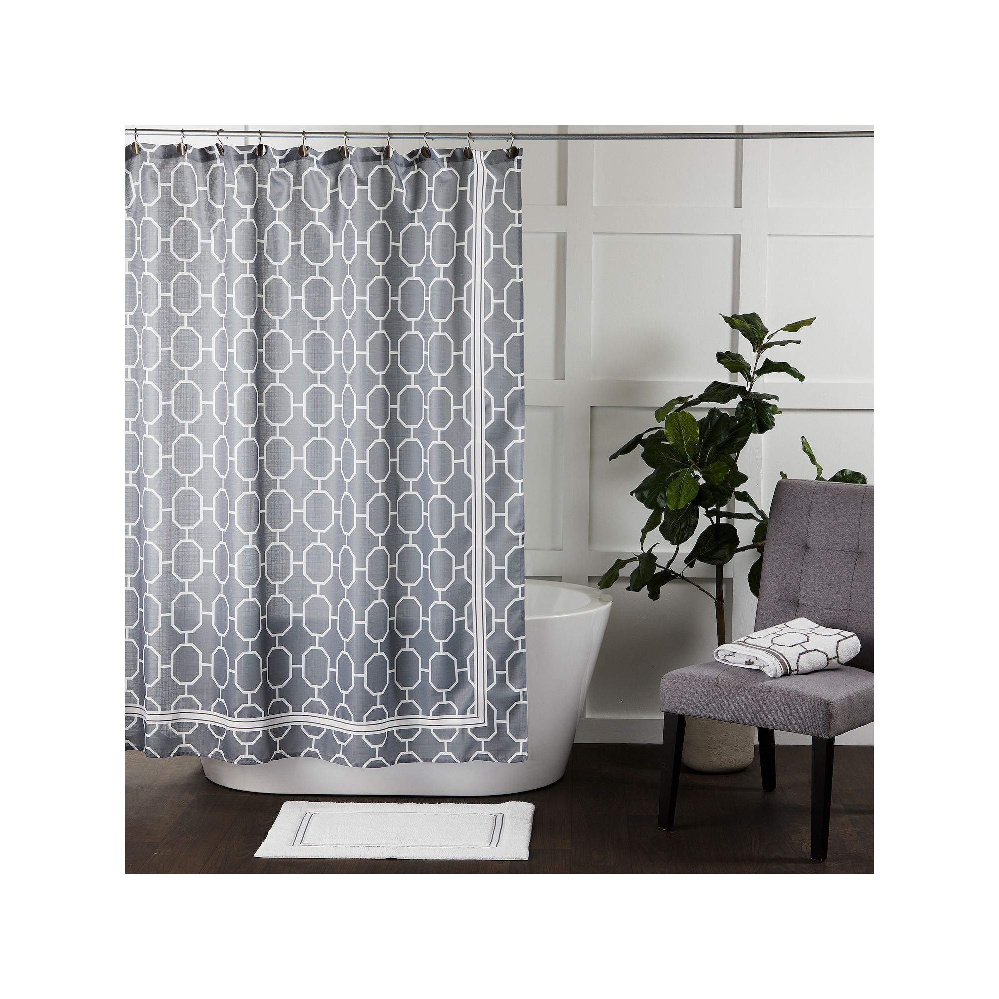 Vern Yip by SKL Home Lithgow Shower Curtain, Size: 70X72, Dove Gray