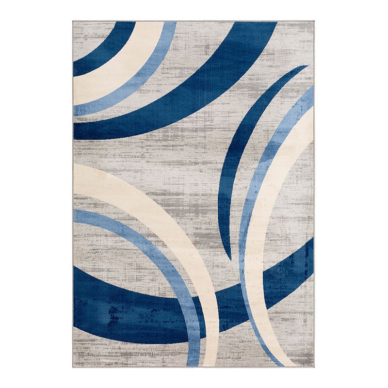 Decor 140 Wings Abstract Rug, Blue, 8X10