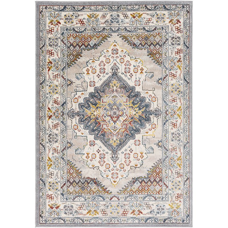 Decor 140 Monaco Border Rug, Grey, 8Ft Sq