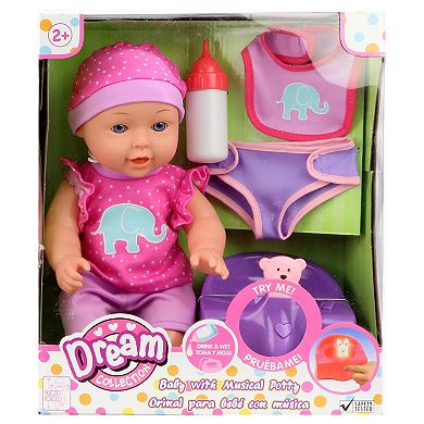 Dream Collection 12" Baby Doll with Musical Potty - Pink