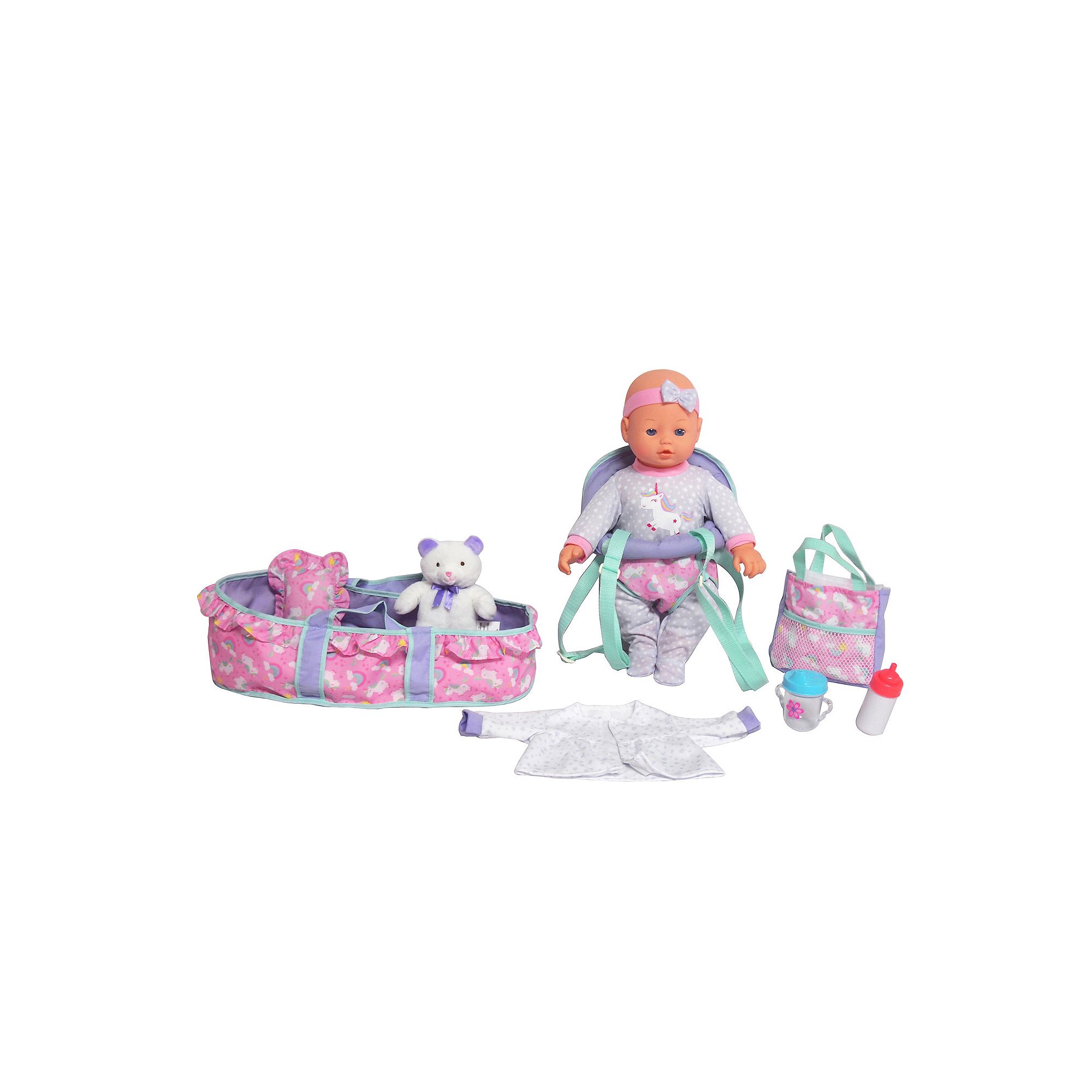 Dream Collection 16 Baby Doll Travelling Set - Blue, Multi