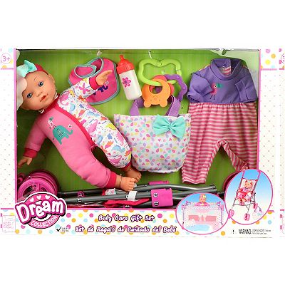 Dream Collection 12 Baby Doll Care Gift Set with Stroller