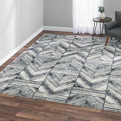 VCNY Home Ryder Grey Geometric Frise Area Rug