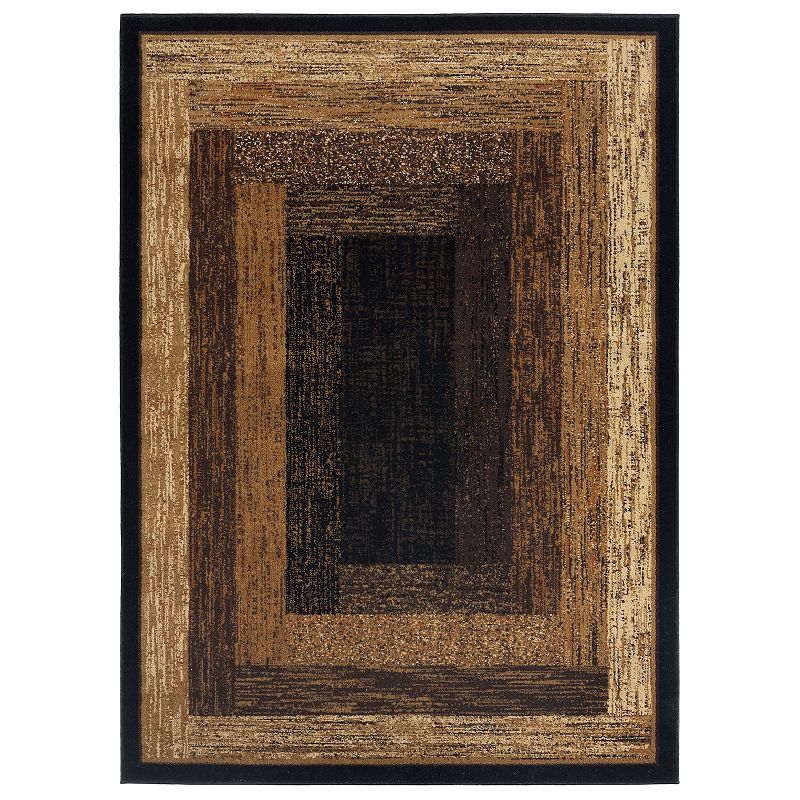 Home Dynamix Royalty Vega Contemporary Geometric Area Rug  Black/Beige  43 x62