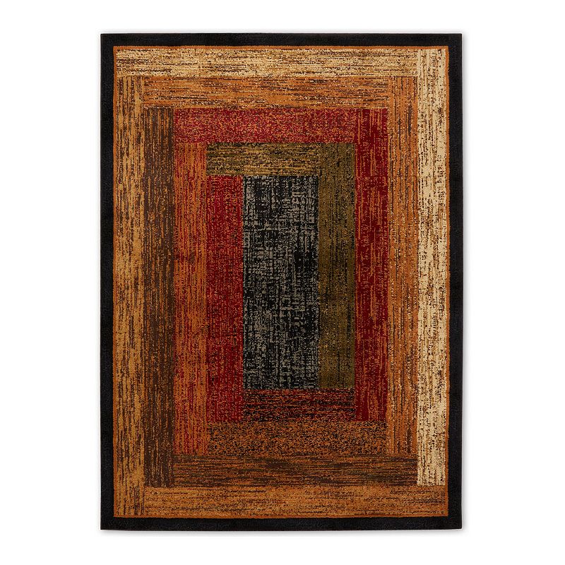 Home Dynamix Royalty Vega Contemporary Geometric Area Rug  Black/Brown  5 2 x7 2