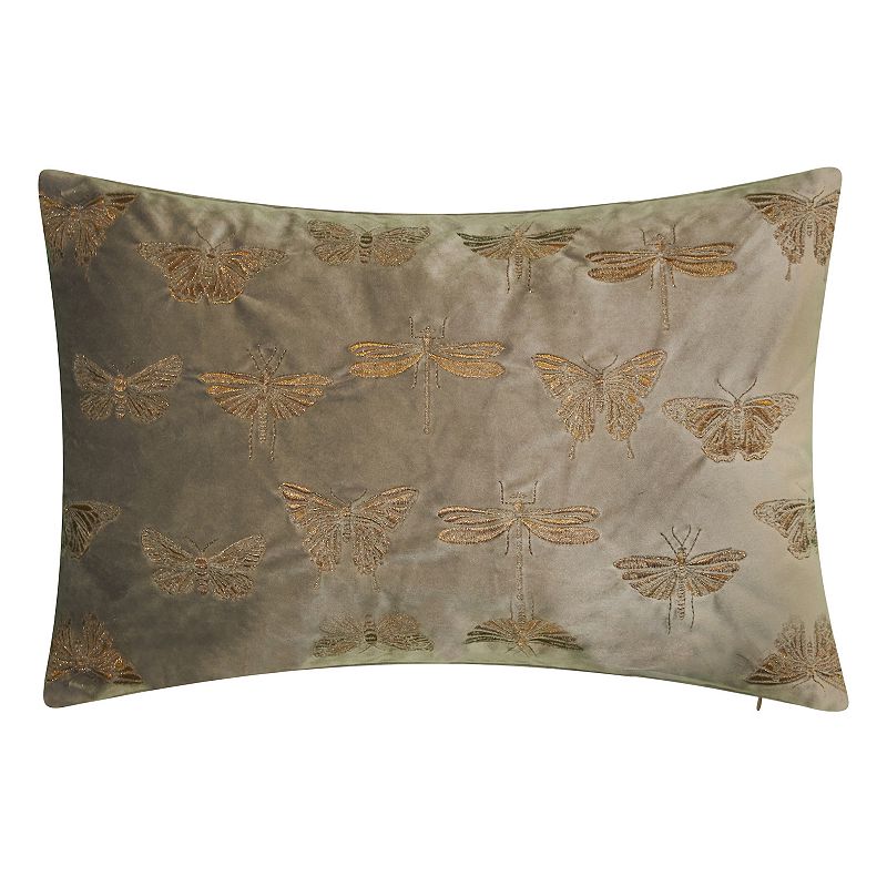 Edie@Home Butterfly Decorative Pillow, Grey, 13X20