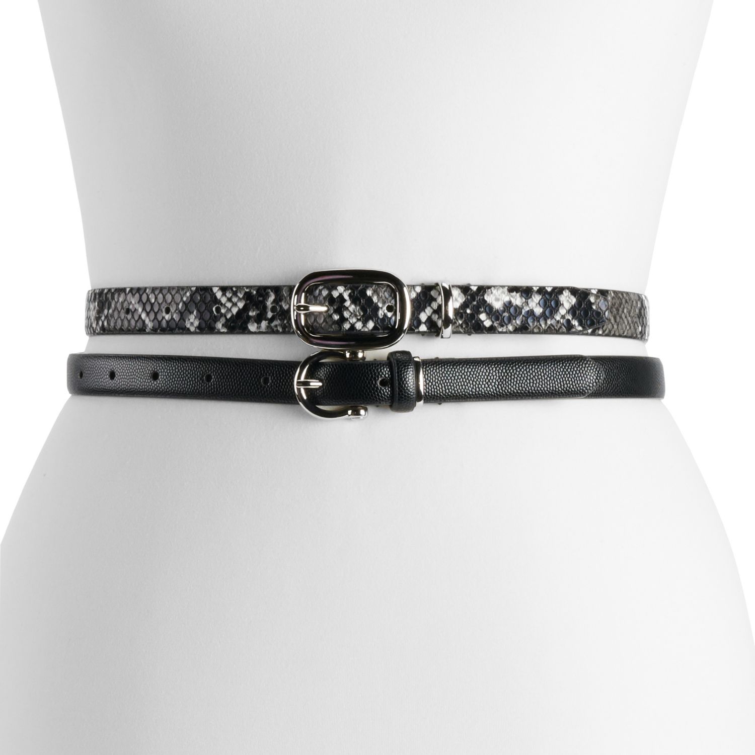 black and white snakeskin belt