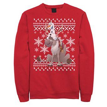 Disney's Frozen Olaf Sven Men's Riding Antlers Ugly Sweatshirt