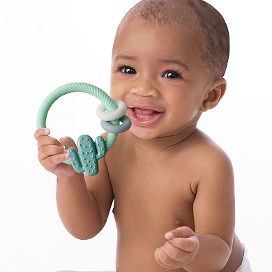Baby Boy Itzy Ritzy Blue Silicone Teether Rattle (with Cactus Trinket)