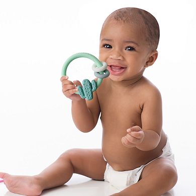 Baby Boy Itzy Ritzy Blue Silicone Teether Rattle (with Cactus Trinket)