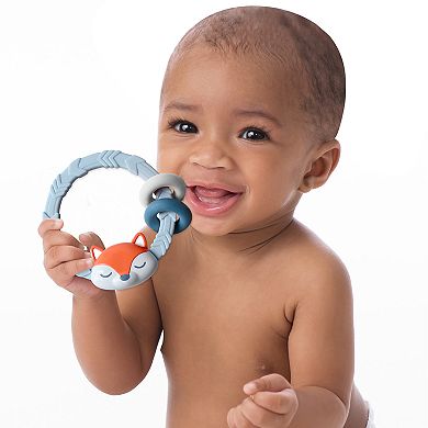 Baby Boy Itzy Ritzy Blue Silicone Teether Rattle (with Fox Trinket)