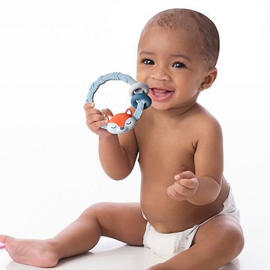 Baby Boy Itzy Ritzy Blue Silicone Teether Rattle (with Fox Trinket)