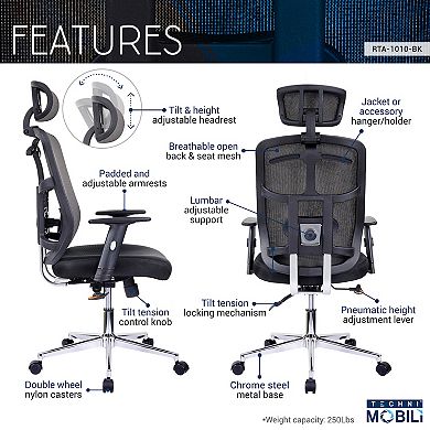 Techni Mobili High-Back Executive Black Mesh Office Chair