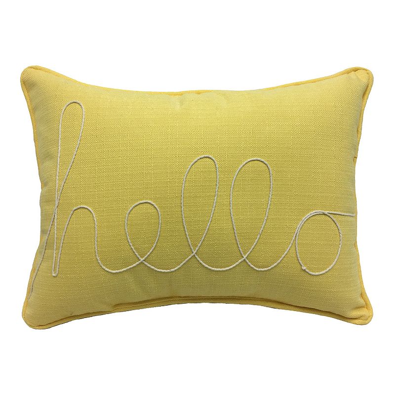 HFI Yellow Hello Rope Embroidered Pillow, 15X20