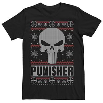Men's Marvel Punisher Skull Ugly Christmas Sweater Tee