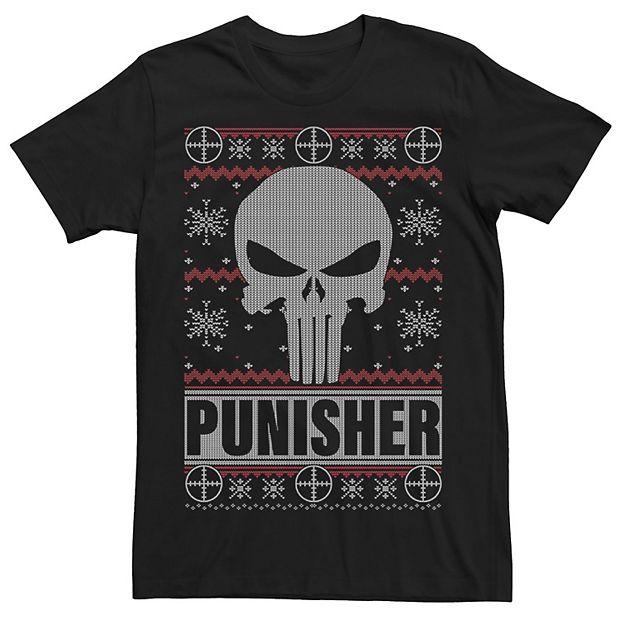 Men s Marvel Punisher Skull Ugly Christmas Sweater Tee