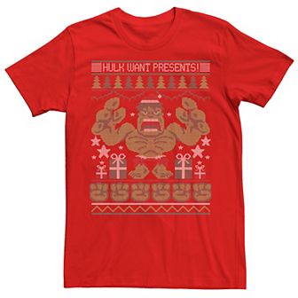 Men's Marvel Avengers Hulk Want Presents Holiday Tee