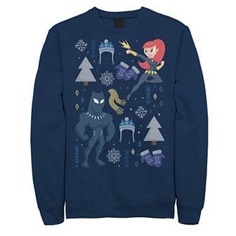 Men's Marvel Avengers Black Panther And Black Widow Holiday Tee