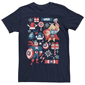 Men's Marvel Avengers Thor & Captain America Holiday Tee