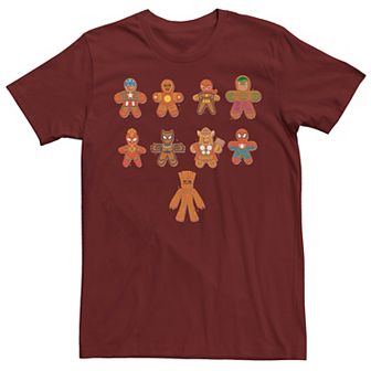 Men's Marvel Avengers Gingerbread Cookie Line Up Tee