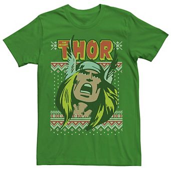 Men's Marvel Thor Retro Comic Holiday Ugly Sweater Tee