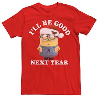 Men's Despicable Me Minions Be Good Next Year Santa Hat Tee
