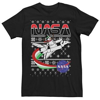 Men's NASA Santa Rocket Ugly Christmas Sweater Tee