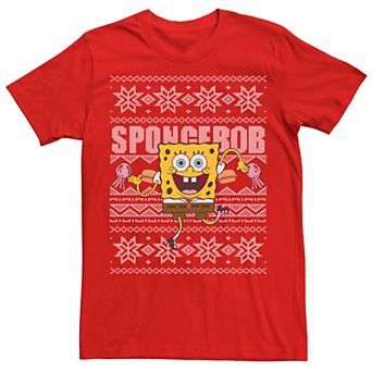 Men's Nickelodeon SpongeBob SquarePants Dancing Ugly Christmas Sweater Tee