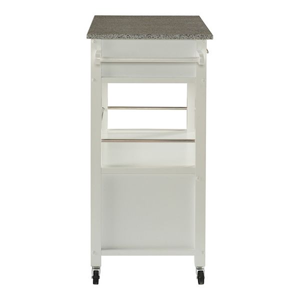 Linon Mitchell Black Kitchen Cart with Granite Top