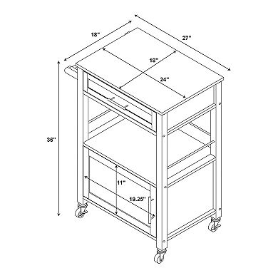 Linon Mitchell Black Kitchen Cart with Granite Top