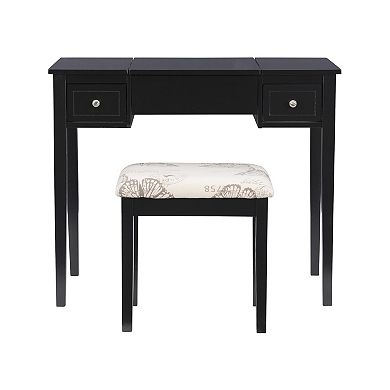 Linon Silver Butterfly Vanity and Stool