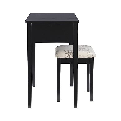 Linon Silver Butterfly Vanity and Stool