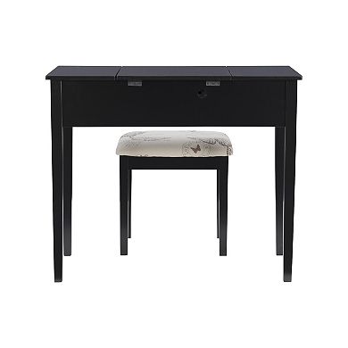 Linon Silver Butterfly Vanity and Stool