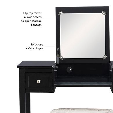 Linon Silver Butterfly Vanity and Stool
