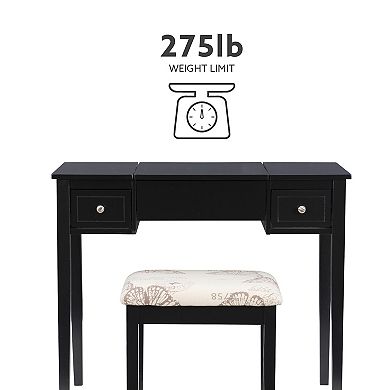 Linon Silver Butterfly Vanity and Stool